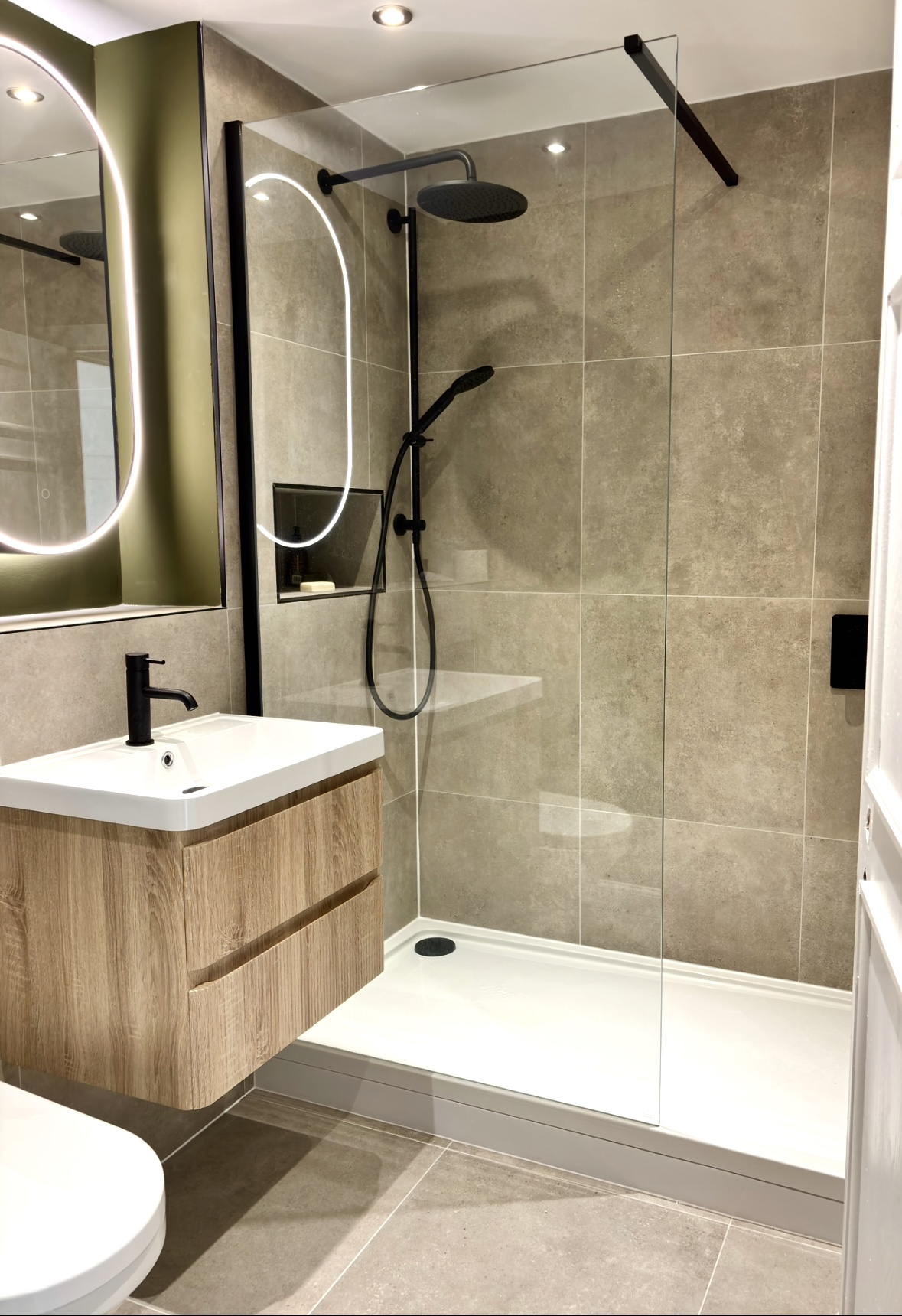 Stone-Tile Shower Room — Bathroom renovation by NW Building Solutions Ltd